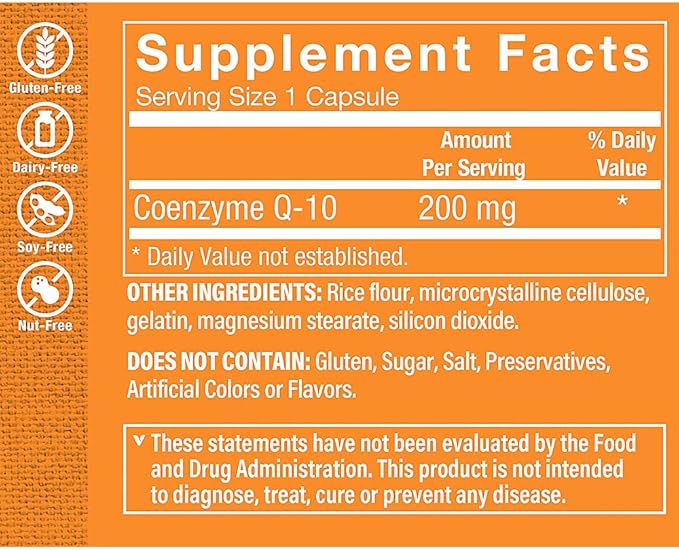 The Vitamin Shoppe CoQ-10 200mg Beneficial for Those Taking (60 Capsules)