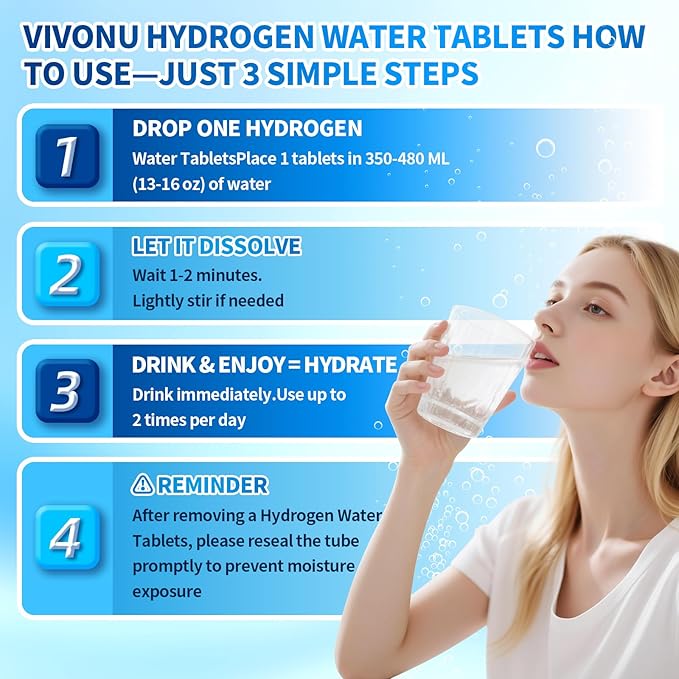 Magnesium Hydrogen Water Tablets Tablets for Drinking Water - H2 Molecular Tabs | Magnesium* Pills Electrolytes Hydration Supplement to Support Healthy Aging &amp Energy Boost (1 Pack)