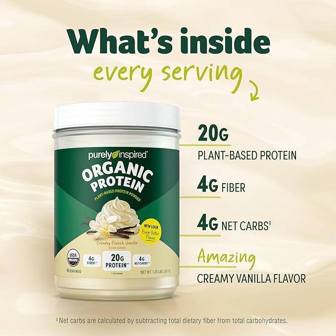Purely Inspired Plant Based Organic Vegan Protein Powder for Women &amp Men 22g of Plant Protein Pea &amp Country Farms Super Greens Powder Natural Flavor 50 Organic Super Foods USDA Organic Drink