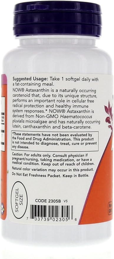 NOW Foods Astaxanthin 4mg 90 Softgels (Cellular Protection) (Pack of 2)