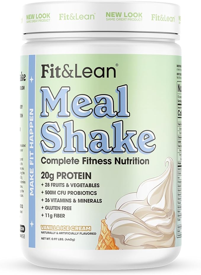 Fit &amp Lean Meal Shake Fat Burning Meal Replacement Protein Fiber Probiotics Vanilla 1lb 10 Servings Per Container