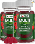 Teen Multivitamin Gummies with Biotin and Antioxidants - Raspberry Flavor - Hair Skin Nails Support - Vegetarian Kosher Teen Vitamins for Boys and Girls 12-17 - 60 Count (Pack of 2)
