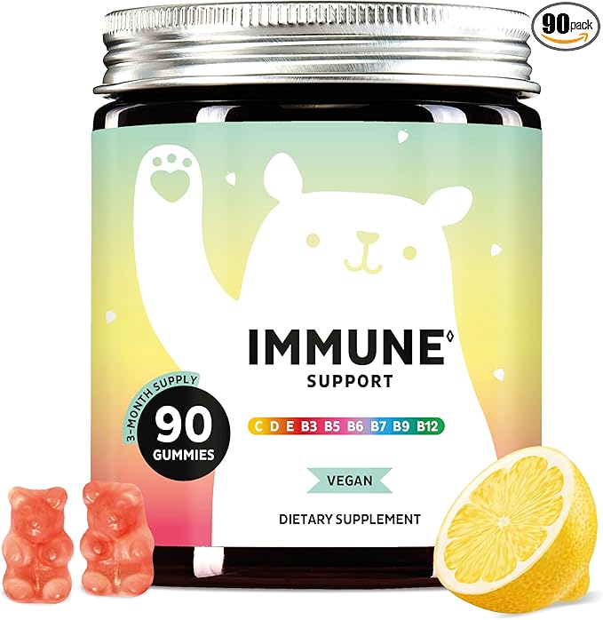 Bears with Benefits Immune Support Gummies – Vitamin C D B6 &amp B12 – Daily Immune Boost – Vegan Naturally Flavored (90 Gummies)