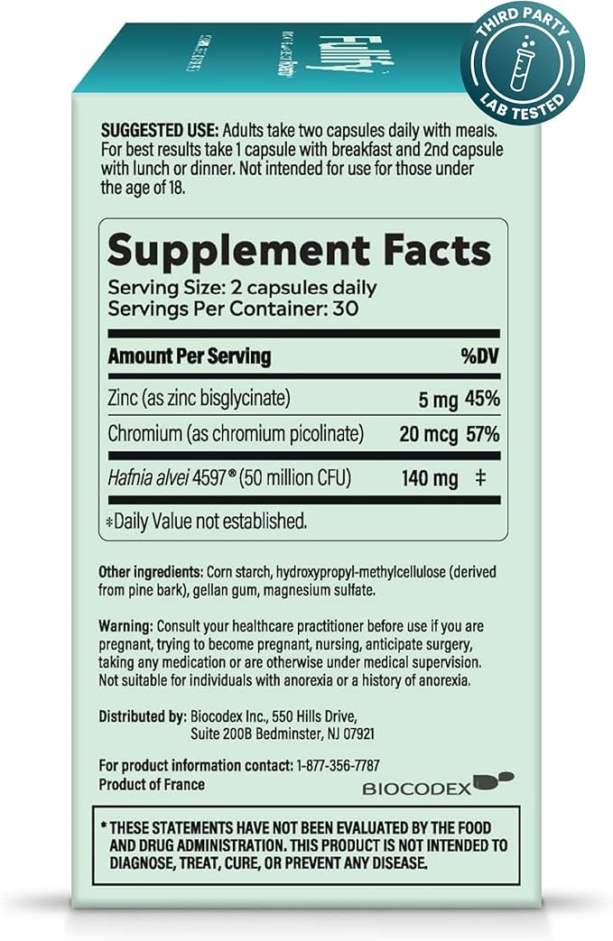 Weight Management Probiotics for Women and Men Clinically Shown to Curb Cravings with Hafnia Alvei HA4597 Chromium &amp Zinc - 60 Capsules 30-Day Supply