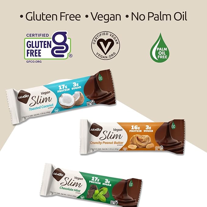 Nugo Slim Dark Chocolate Espresso 16g Vegan Protein 3g Sugar 7g Fiber Low Net Carb Keto Friendly Gluten Free 24 Count