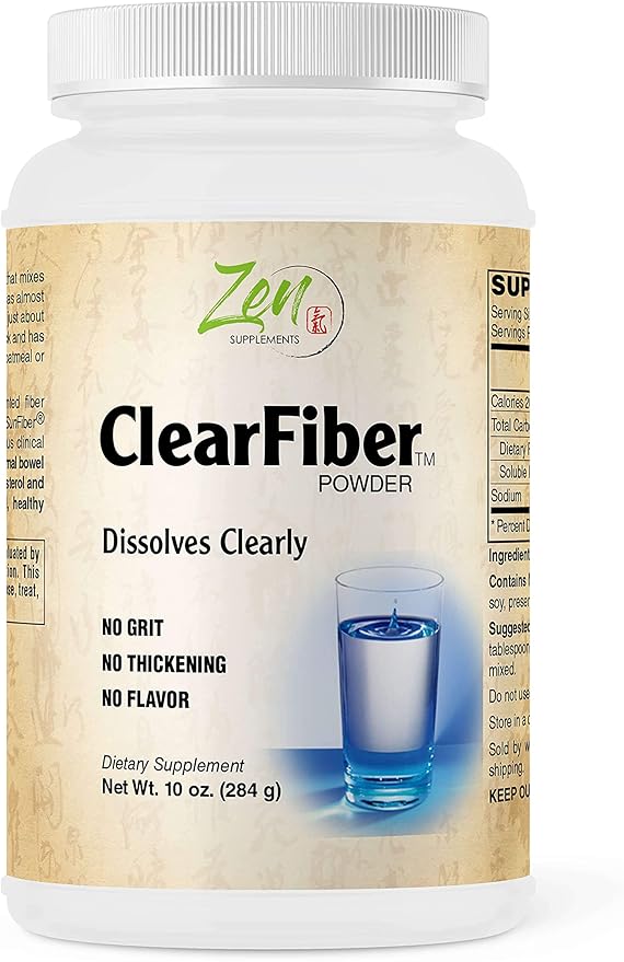 Zen Supplements - Clearfiber - Supports a Healthy Gut &amp Digestive Regularity Feeds Good Bacteria Ease Gas &amp a Complement for Probiotics 10 Oz-Powder