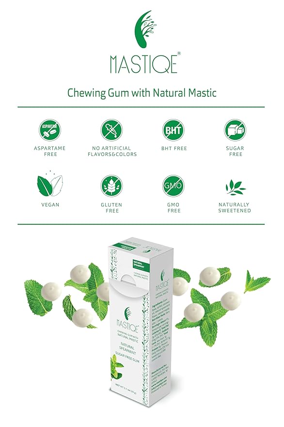 Mastiqe Sugar Free Hard Chewing Gum with Natural Mastic (Spearmint)