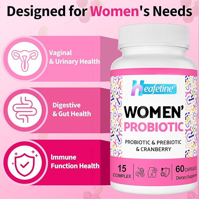 Vaginal Probiotics for Women 300 Billion CFUs Probiotics for Women 15-in-1 Womens Probiotic &amp Prebiotics for Vaginal Urinary Tract PH Balance Immune Digestive &amp Gut Bloating Health 60