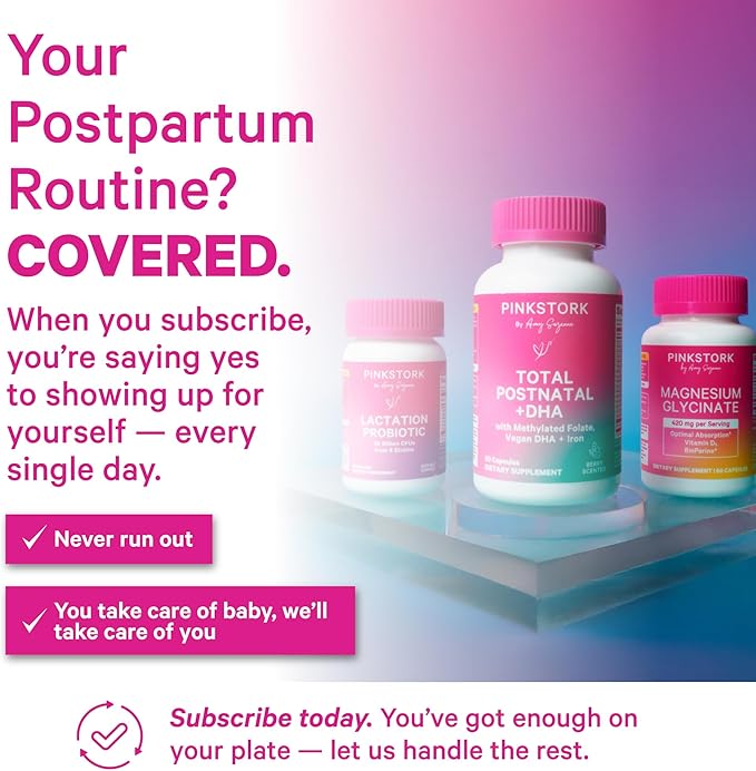 Pink Stork Lactation Probiotic Mint and Digestive Enzymes Bundle – Supports Digestive and Lactation Wellness – Breastfeeding Vitamins with Herbs and Enzymes