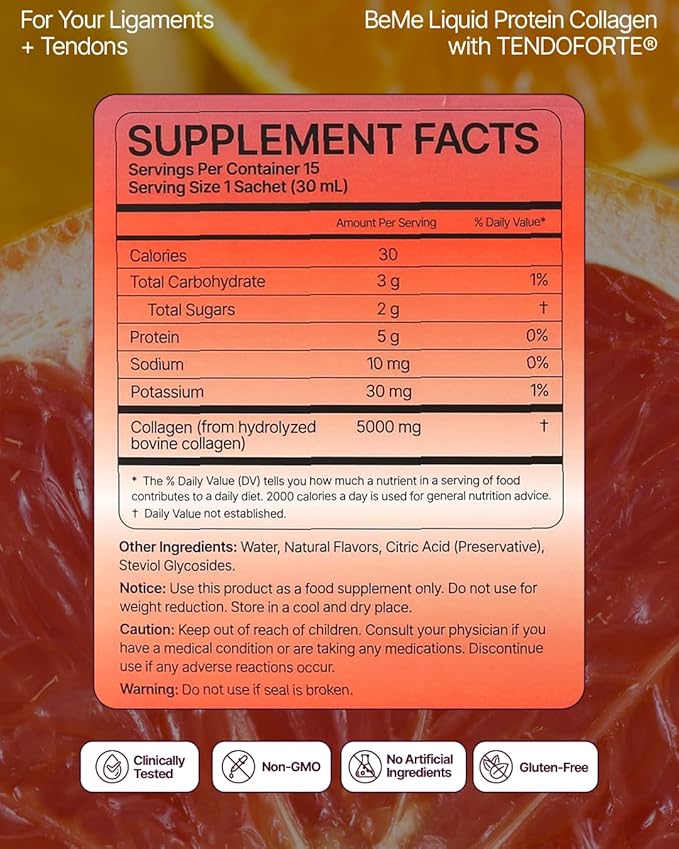 BeMe Performance Recovery Duo – Liquid Protein Shots for Muscle Support + 5000mg TENDOFORTE Collagen for Tendon &amp Ligament Health – 30 Liquid Sachets for Athletes