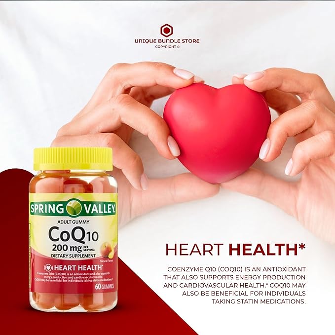 Unique Bundle Store CoQ10 200mg 60 Gummies – Natural Fruit Flavor Coenzyme Q10 Supplement for Adults Coq10 Gummies Q10 Coenzyme Daily Antioxidant Nutritional Support (Pack of 1)