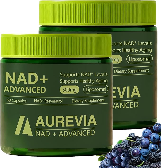 Aurevia NAD Advanced Supplement Aurevia NAD+ Advanced 500mg Liposomal for Energy &amp Cellular Health - Women &amp Men 60 Capsules (2pcs)
