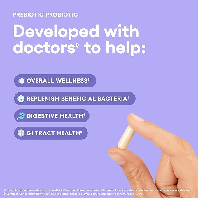 Physician's CHOICE Prebiotic-Probiotic - Multi-Strain Probiotics &amp Synergistic Prebiotics -Designed for Digestive Health Supporting Gut Microbiome - Powerful PrePro for Gut Health - for Women &am