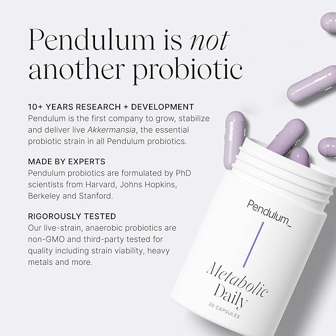Pendulum Metabolic Daily - Multi-Strain Probiotic with Akkermansia muciniphila to Support Metabolism and Sustain Energy Levels - for Women and Men - 30 Capsules (1 Pack)