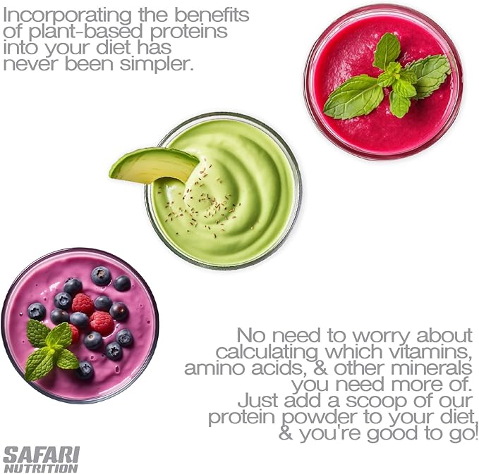 Safari Nu 100% Vegan Premium Protein Powder Creamy Vanilla - 20G of Protein - Certified Organic Protein Blend - Natural Ingredients (2 Pounds Vanilla Vegan)