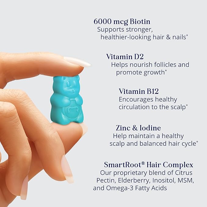 Sugarbear Bamboo Scalp Massager &amp Scrubber + Vegan Hair Vitamin Gummies 3 Month Supply Extra Strength Biotin 6000mcg for Relaxing Scalp Care &amp Supporting Healthy Hair