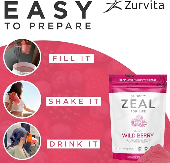 Zurvita - Zeal for Life 30-Day Wellness Bag - Wild Berry (Classic) - Nutritional Supplement for Vitality Immunity and Wellness - 420 Grams
