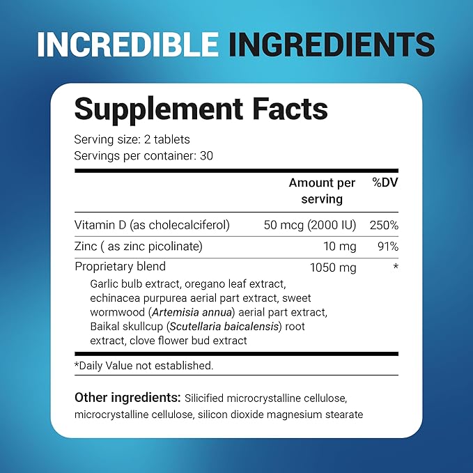 Dr. Berg Emergency Immune Support w/Echinacea - Potent Blend of Herbal Extracts (Warning: Strong Herbal Smells) - Immune Support Supplement Includes 2000 IUs of Vitamin D &amp 10mg of Zinc - 60 Tabl