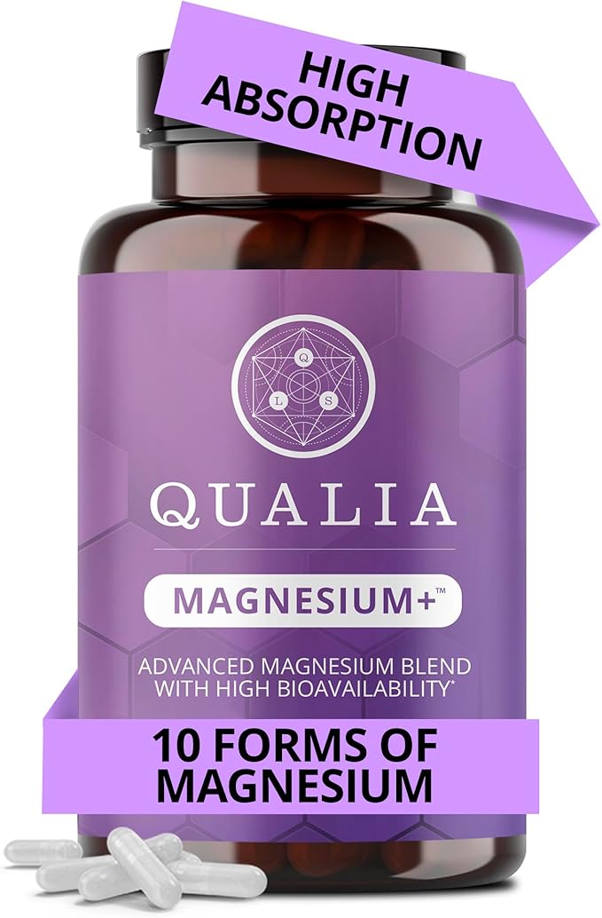 Qualia Magnesium Supplement | 10 Bioavailable Forms Including Magnesium Glycinate with 70+ Supporting Minerals +7 Amino Acids | Doctor-Formulated to Support Sleep Stress Relief Heart Relaxation