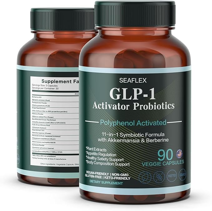 GLP-1 Supplement for Women Men 10 Billion CFU Multi-Strain Probiotics for Gut HealthHunger &amp Metabolism Support - Support GLP1 Naturally with Prebiotic &amp Probiotic Blend (90 Capsules)