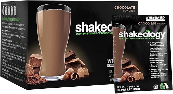 BODi Shakeology Whey-Based Protein Powder – Gluten-Free Superfood Shake with Vitamins &amp Minerals – Helps Support Healthy Weight Loss &amp Gut Health Chocolate 14 Individual Packets