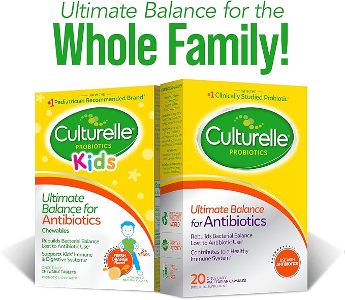 Culturelle Probiotics Ultimate Balance Probiotic for Antibiotics Ages 3+20 CountOrangeProbiotic for Kids Helps Restore Good Bacteria Lost During Antibiotic Use &amp Supports A Healthy Immune Syste