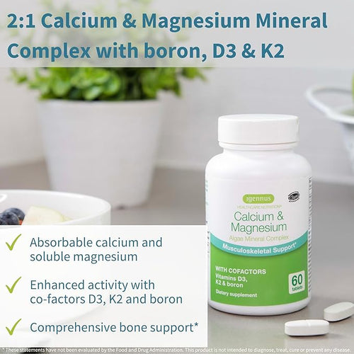 Algae Calcium &amp Magnesium Complex + High Absorption Curcumin C3 Complex Vegan Bundle for Bones Joints &amp Recovery from Exercise by Igennus