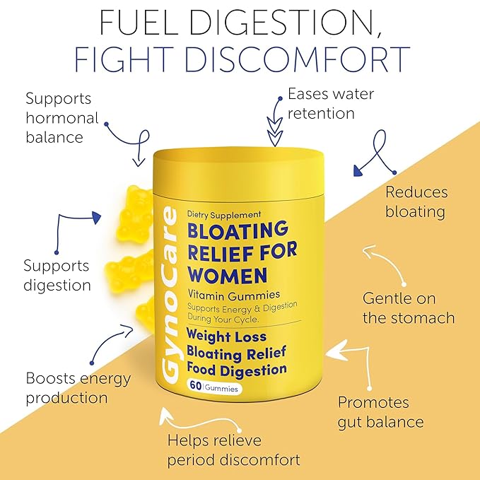 Bloating Relief for Women Debloating for Women | Supports Period Bloat Digestion &amp Water Weight Balance | Helps Before &amp During Your Cycle | 60 Vegan Gummies | Daily Digestive Support Supple