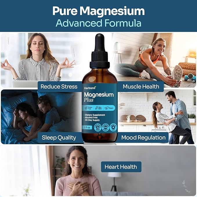 Magnesium Complex Plus 2 fl oz Liquid Drops - Advanced Magnesium Citrate Glycinate L-threonate with Vitamins B6 D C Supplement - High Potency 100% Absorption - 30-Day Supply