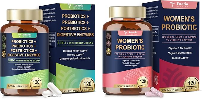 Totaria Probiotics for Women &amp Probiotic Prebiotic Postbiotic for Women &amp Men Bundle