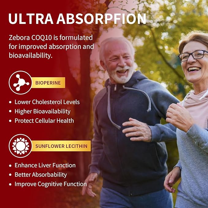 ZEBORA CoQ10-600mg-Softgels - Extra Strength Coenzyme Q10 with PQQ Omega-3 &amp BioPerine - High Absorption CoQ10 Supplements Antioxidant (Ubiquinone) for Heart Health &amp Energy Production 120 S