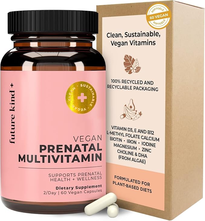 Future Kind Prenatal Vitamin - Pregnancy Lactation and Wellness Support with DHA &amp L-Methylfolate - Folate Supplement for Women with Vitamin D E Iron Omega-3 and Biotin (60 Capsules)