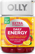 OLLY Ultra Strength Hair Extra Strength Daily Energy Biotin Keratin Vitamin B12 CoQ10 Goji Berry Gummy Supplement Bundle - 30 Count 60 Count