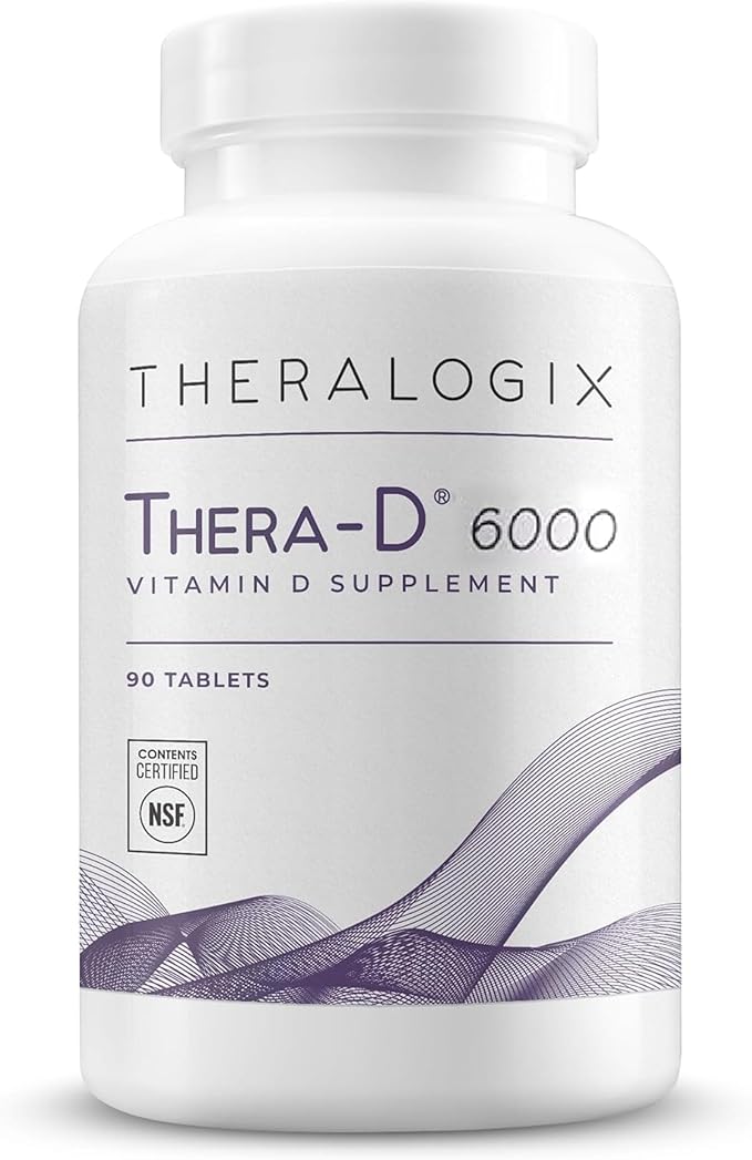 Theralogix Thera-D 6000 Vitamin D Supplement - 6000 IU (150 mcg) Vitamin D3 Tablets - 90-Day Supply - Immune Support Supplement for Women &amp Men - Aids Bone &amp Heart Health - NSF Certified - 90