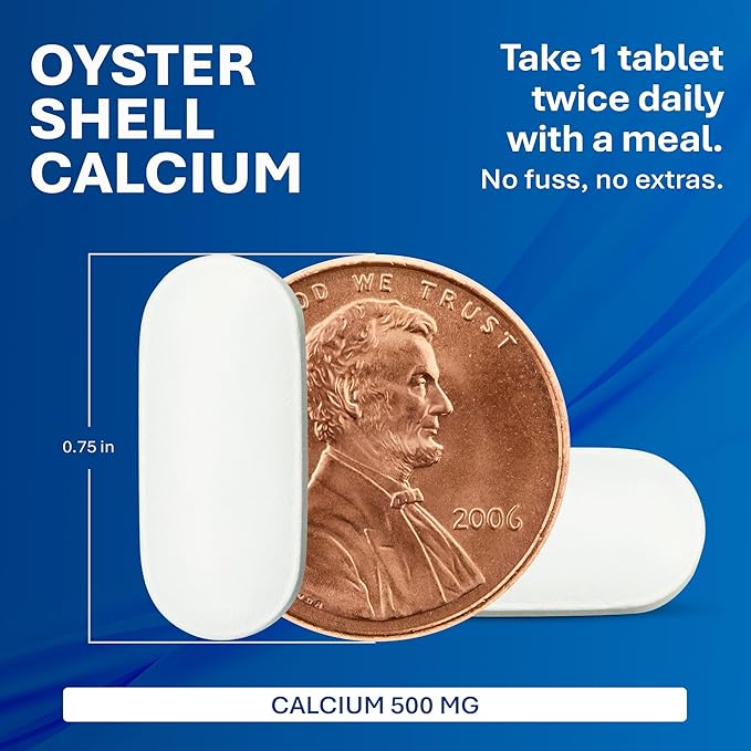 MAJOR Oyster Shell Calcium 500mg - Daily Dietary Supplement for Bone Health and Joint Support Mineral Supplement for Men and Women Gluten-Free - 1000 Tablets (3 Pack)