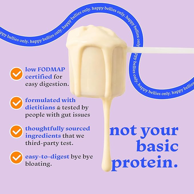 Gut-Friendly Protein Powder + Shaker Bottle for Sensitive Stomachs Low FODMAP 20g Vegan Pea &amp Rice Protein with Prebiotic Fiber Dairy &amp Gluten Free No Gums or Sugar Vanilla Dream