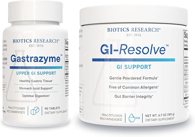 Biotics Research Gastrazyme &amp GI Resolve –Digestive &amp Gut Lining Support – Vitamin U Chlorophyllins Gamma Oryzanol L-Glutamine Zinc Carnosine &amp Botanicals – Gastrointestinal Health- 90