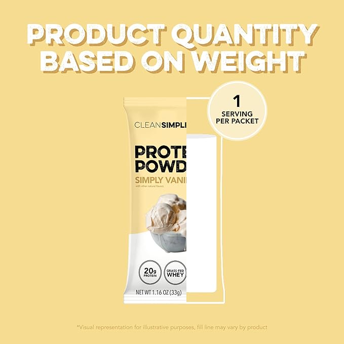 Clean Simple Eats Whey Protein Powder Simply Vanilla Flavor Naturally Sweetened 100% Grass Fed Protein Powder with Digestive Enzymes &amp No Artificial Ingredients Gluten Free 10 Stick Packs