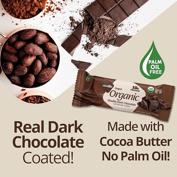 Nugo Organic Dark Chocolate Almond 10g Vegan Protein Gluten Free 24 count