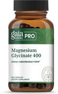 Gaia Herbs PRO Magnesium Glycinate 400mg - Highly Absorbable Supplement Supports Relaxation - Energy Support Supplement with Magnesium Glycinate* - Vegan Gluten-Free - 180 Capsules (60 Servings)