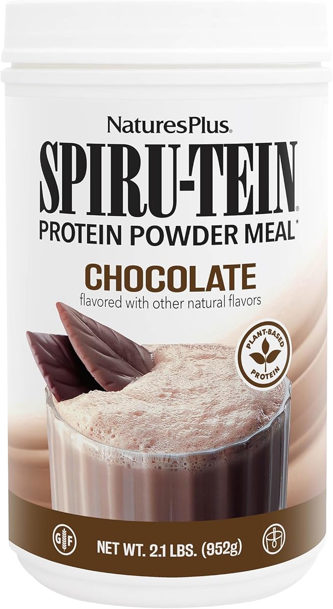 NaturesPlus Spiru-Tein Chocolate - 2.1 lb - Protein Complex with Spirulina - 14 g of Plant-Based Protein Per Serving - Non-GMO Vegetarian - 34 Servings
