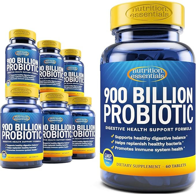 Nutrition Essentials Probiotics for Women and Men - with Lactase Enzyme and Prebiotic Fiber for Digestive Health - 7 Count of 60 Tablets