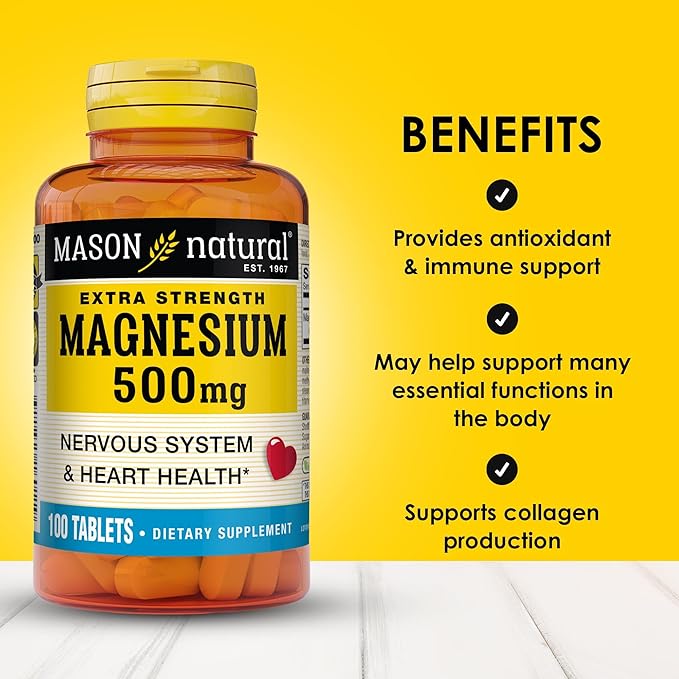 Mason Natural Magnesium 500 mg Extra Strength 300Day Supply Supports Normal Health 3 Pack