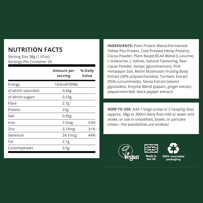 Vivo life Perform Plant Protein Powder - Pea &amp Hemp Protein Blend with BCAA (9.38 oz Vanilla)