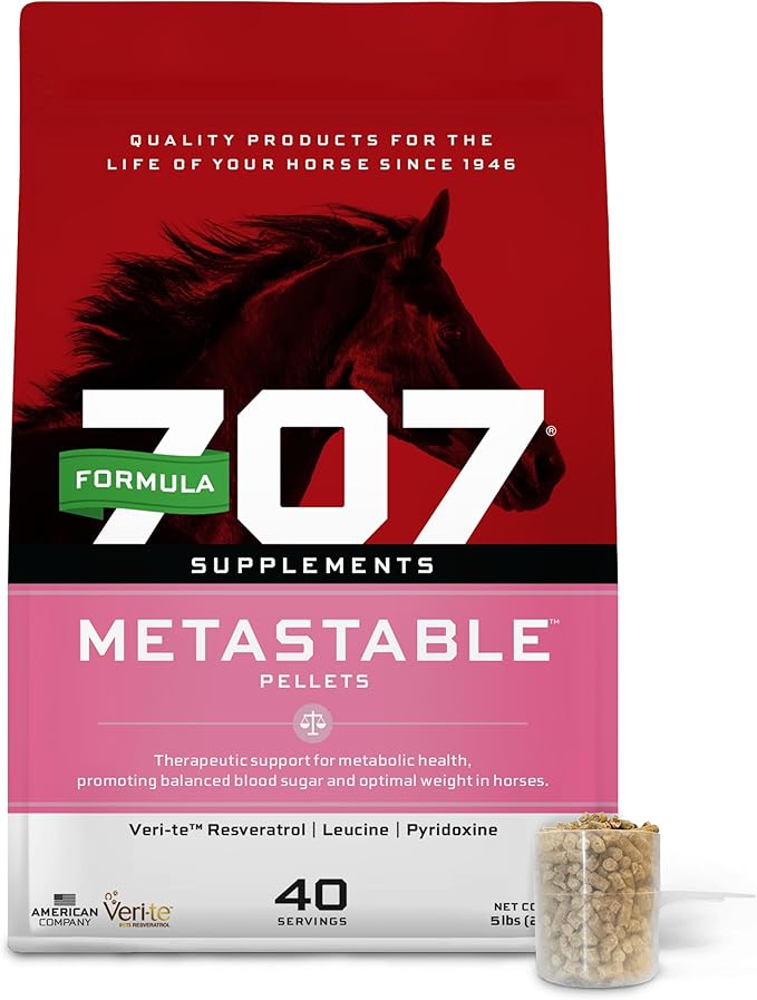 Formula 707 MetaStable Pellets for Horses 5 lb Bag – 40 Servings – University-Studied Support for Horses with Laminitis Insulin Resistance &amp Metabolic Disorders