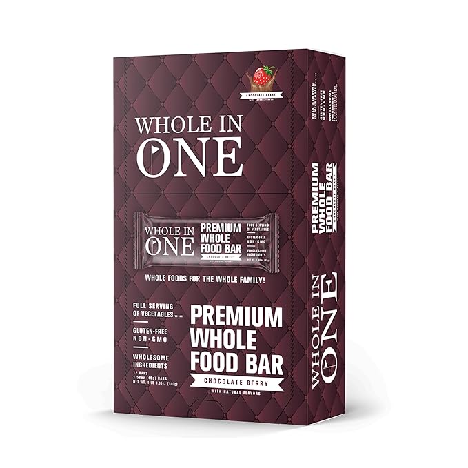 BrickHouse Nutrition Whole In One Bars: Healthy Snacks for Adults | Non-GMO Gluten Free Snack Bars | Real Fruits &amp Vegetables - Chocolate Berry (12 Bars)