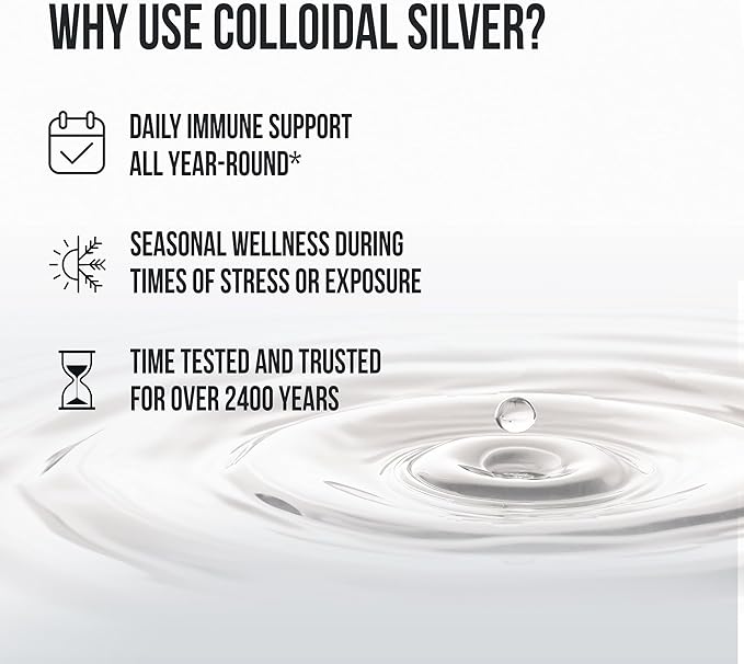 Sovereign Silver Immune Support - Colloidal Silver Bio-Active Silver Hydrosol 10 ppm Liquid Twist Top 32 Fl Oz (946 mL)