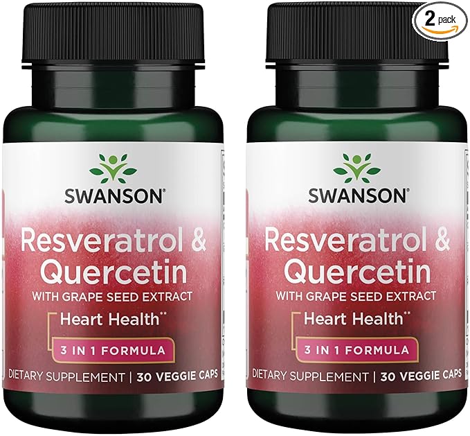 Swanson Resveratrol &amp Quercetin 30 Veg Capsules (2 Pack)