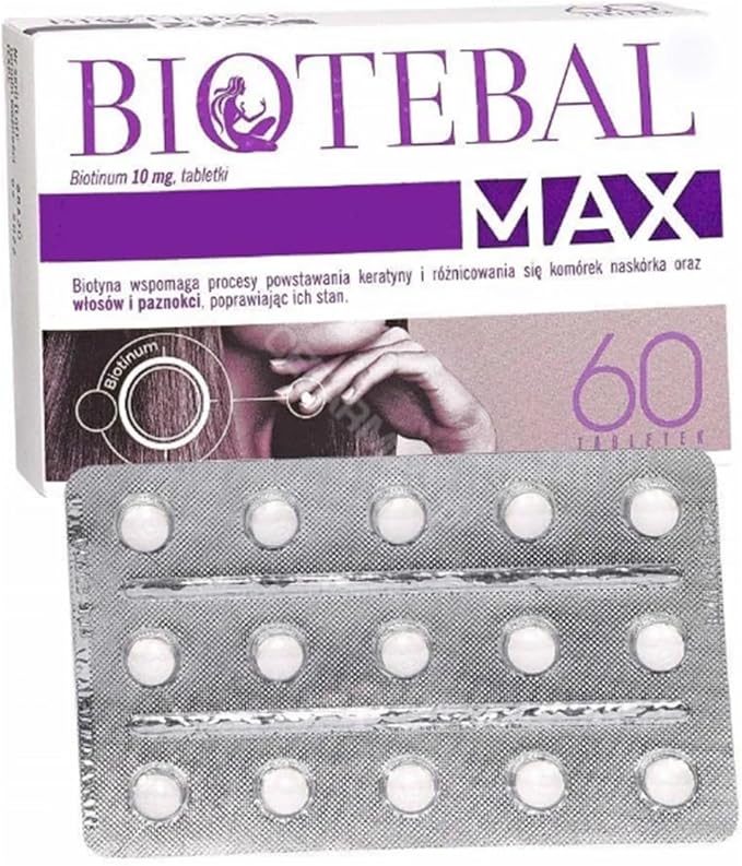 Formula Biotebal Max 10mg 60TBS European Version Biotin Max 10000 mcg Formula for Hair Skin and Nail Support