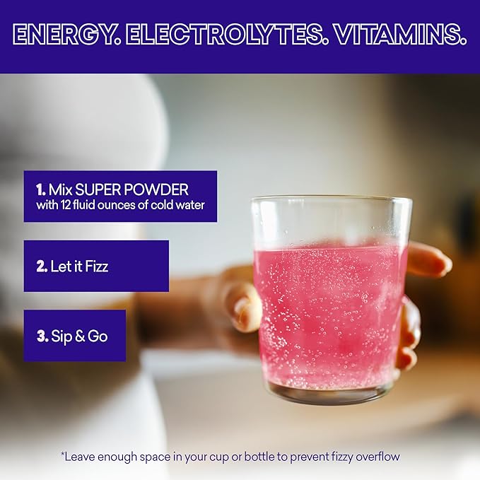 EBOOST SUPER POWDER Drink Mix - Acai Pomegranate 0.2 oz 20 Pack Hydration Energizer Electrolytes Powder - 13 Vitamins &amp Minerals - 110 mg Caffeine - 0 Added Sugar - No Artificial Flavors or Sweete